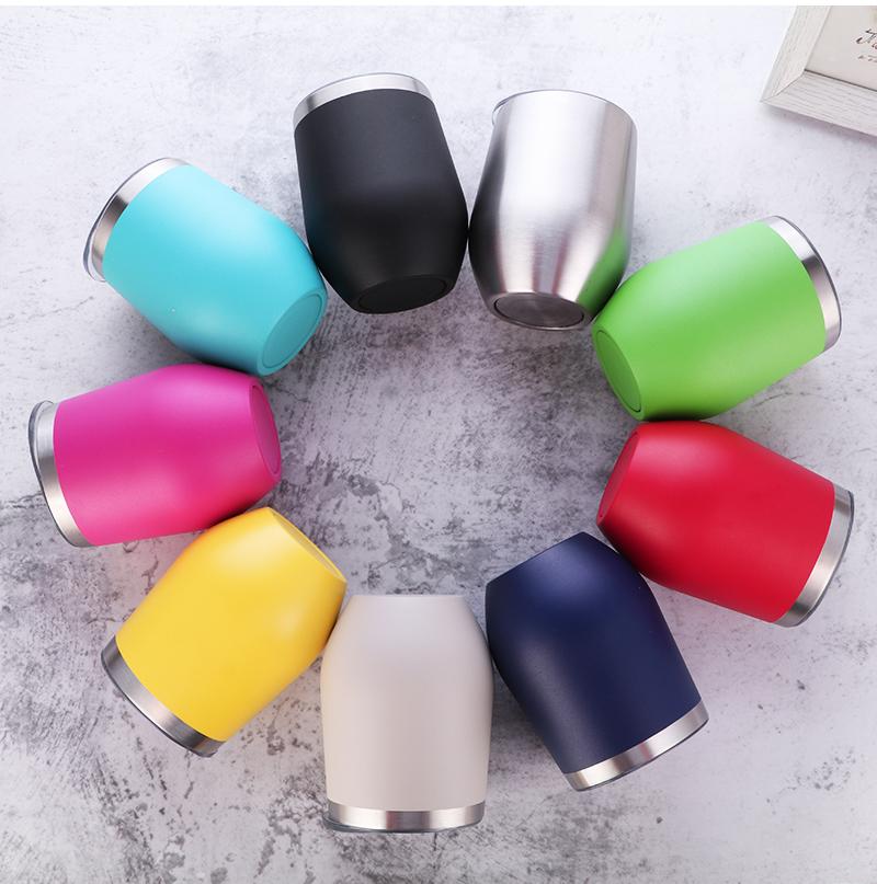 Wholesale 12oz Double Wall Stainless Steel Custom Wine Tumbler Insulated  Vacuum Egg Shape Mugs with Lids